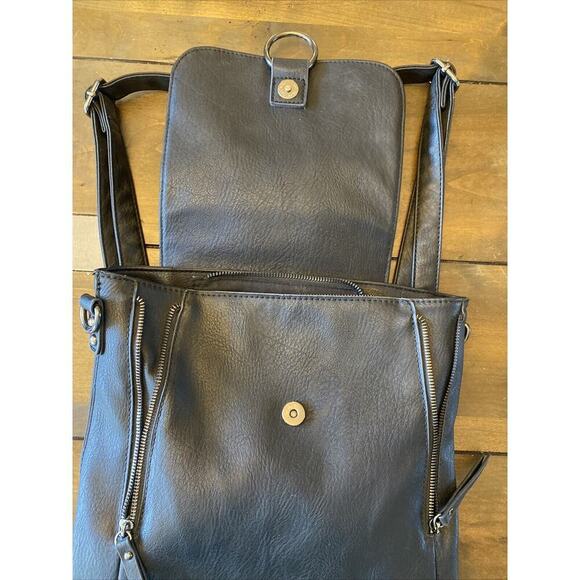 Darcy Marks London‎ Vegan Leather Black Backpack Purse Bag 12x12x5” - Picture 4 of 7